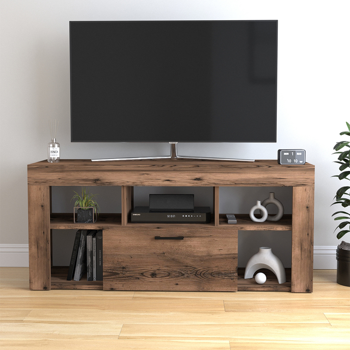 Έπιπλο τηλεόρασης Midili χρώμα καπνιστή καρυδιά 135x42x60,7εκ.