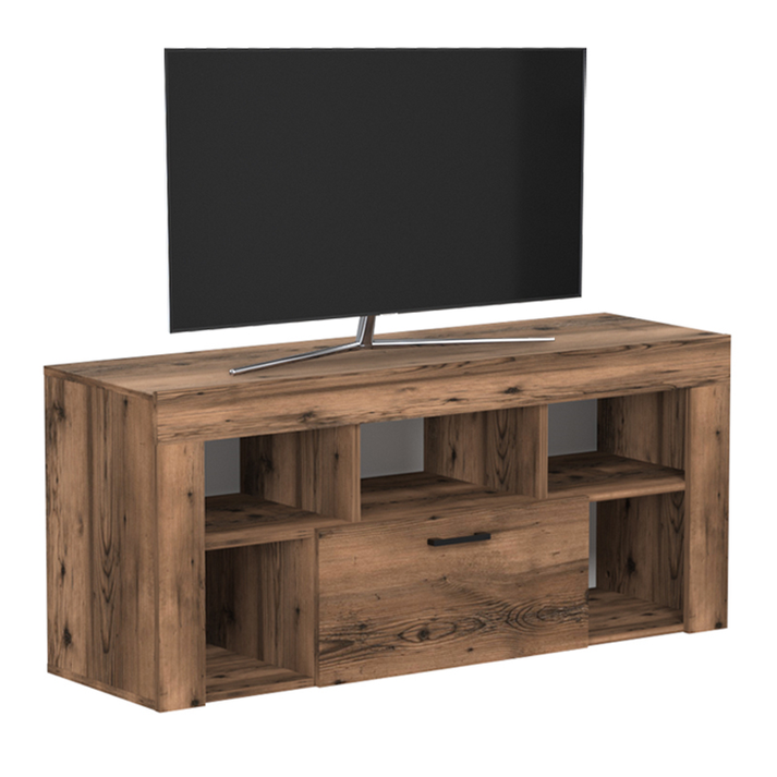 Έπιπλο τηλεόρασης Midili χρώμα καπνιστή καρυδιά 135x42x60,7εκ.