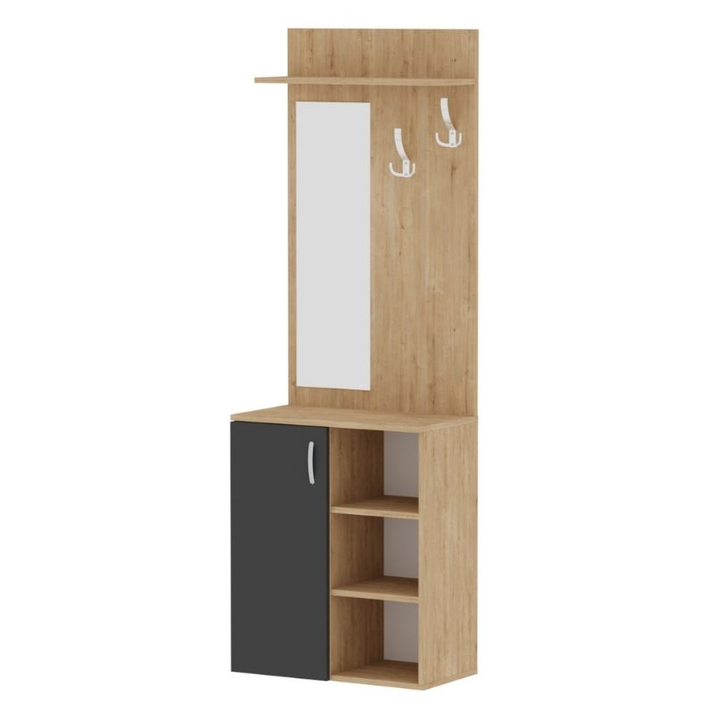 Έπιπλο εισόδου Norva χρώμα sapphire oak - ανθρακί 67,8x36,3x200,6εκ.