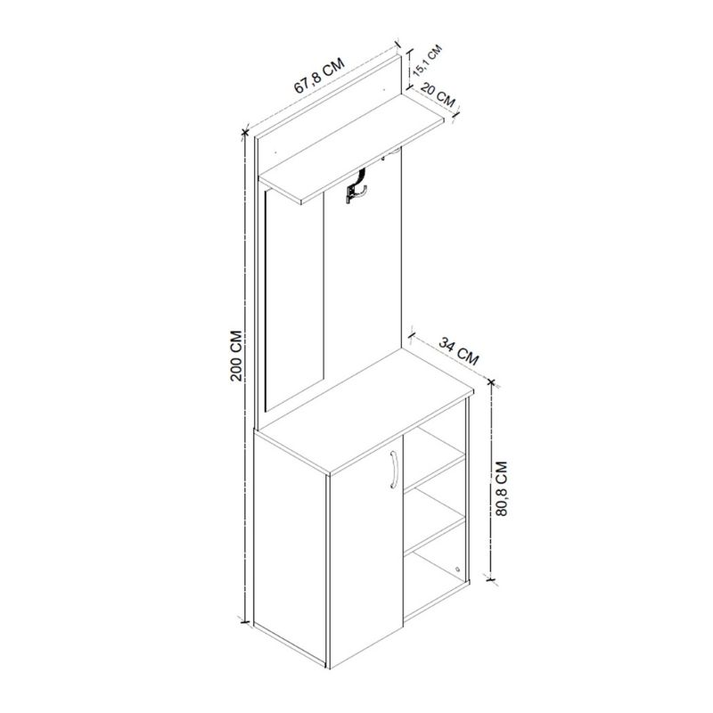 Έπιπλο εισόδου Norva χρώμα sapphire oak - ανθρακί 67,8x36,3x200,6εκ.