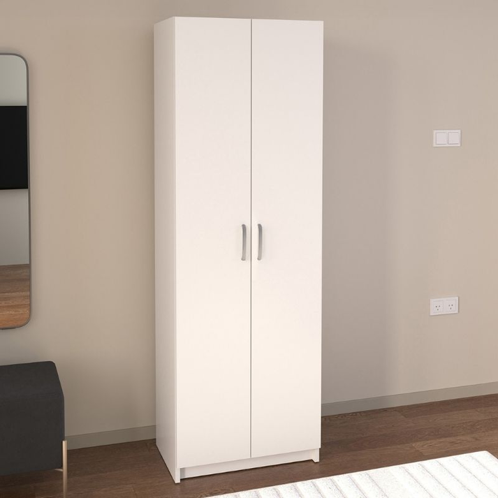 Παπουτσοθήκη Renso δίφυλλη χρώμα λευκό 59,8x37,8x178,5εκ.