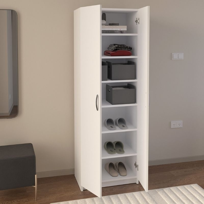 Παπουτσοθήκη Renso δίφυλλη χρώμα λευκό 59,8x37,8x178,5εκ.