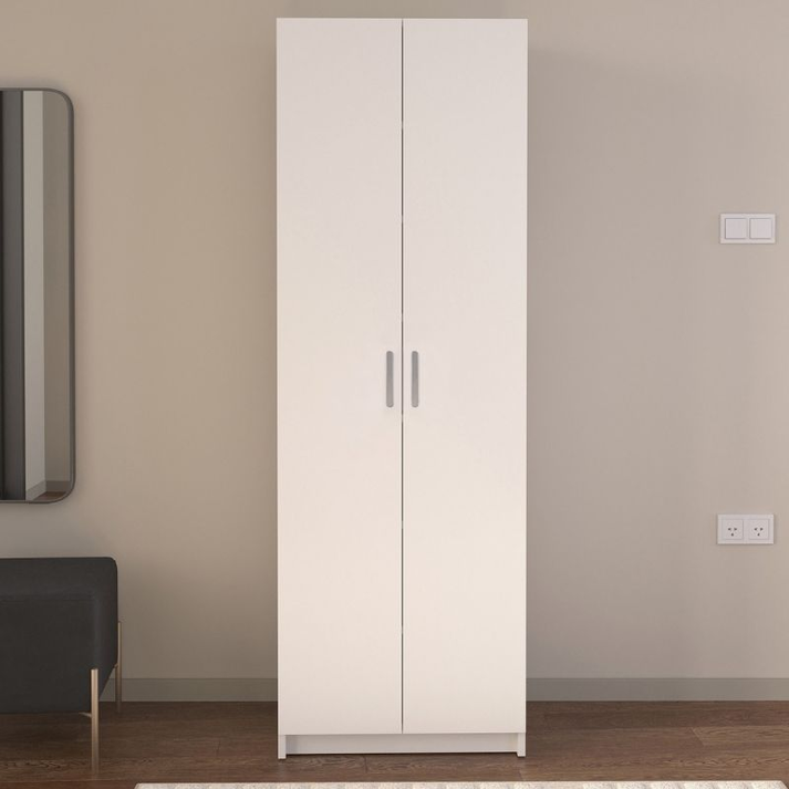 Παπουτσοθήκη Renso δίφυλλη χρώμα λευκό 59,8x37,8x178,5εκ.