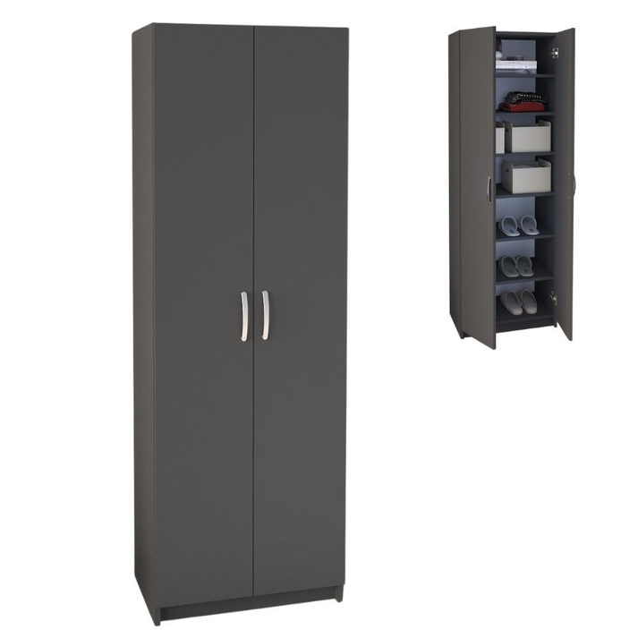 Παπουτσοθήκη Renso δίφυλλη χρώμα ανθρακί 59,8x37,8x178,5εκ.