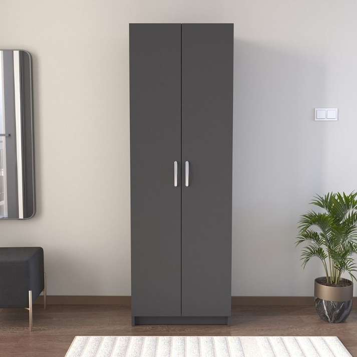 Παπουτσοθήκη Renso δίφυλλη χρώμα ανθρακί 59,8x37,8x178,5εκ.