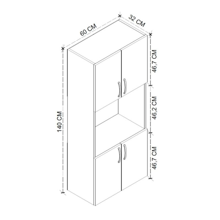 Ντουλάπα κουζίνας Armado χρώμα λευκό 60x32x140εκ.
