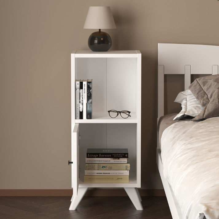 Κομοδίνο Vira χρώμα λευκό 34x30x78εκ.