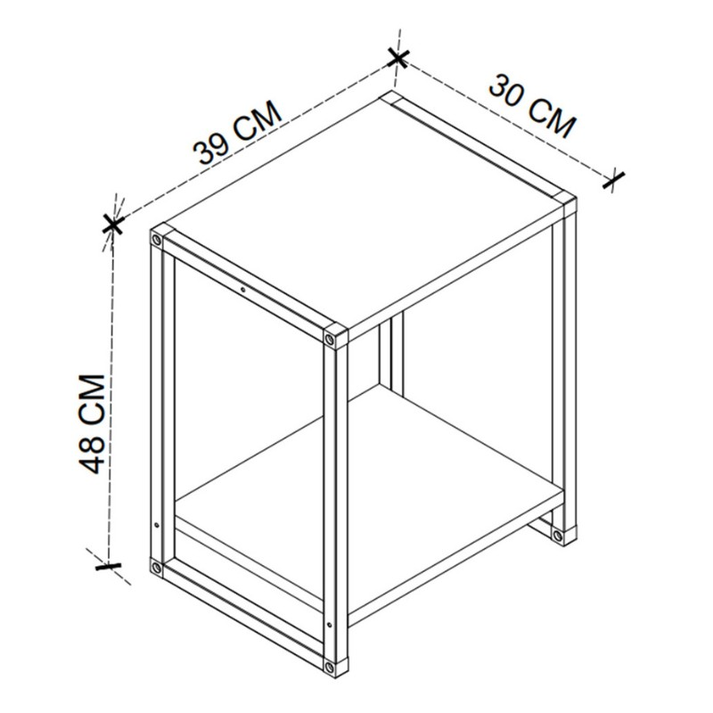 Κομοδίνο Gina χρώμα sapphire oak - μαύρο 39x30x48εκ.
