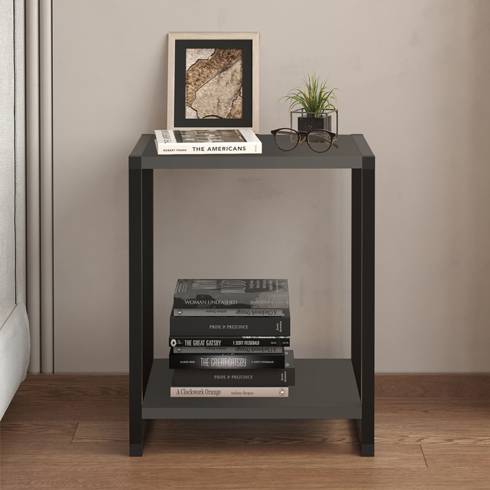 Κομοδίνο Gina χρώμα ανθρακί - μαύρο 39x30x48εκ.