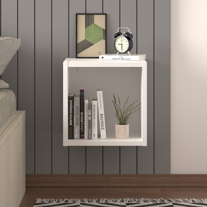 Κομοδίνο επιτοίχιο Beny χρώμα λευκό 34x30,3x34εκ.