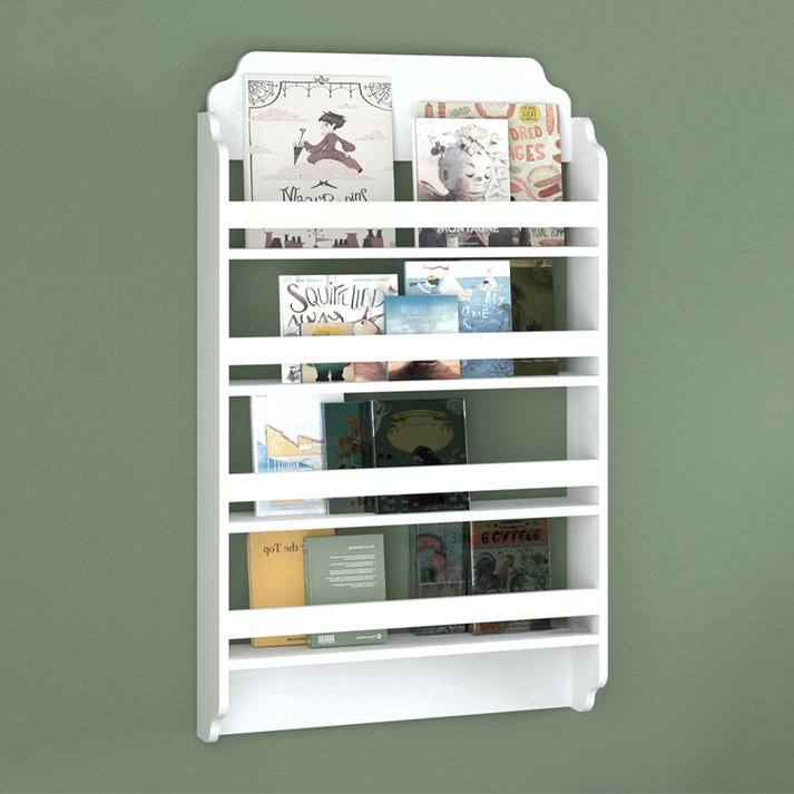 Επιτοίχια βιβλιοθήκη - ραφιέρα Montessori χρώμα λευκό 80x15x132εκ.