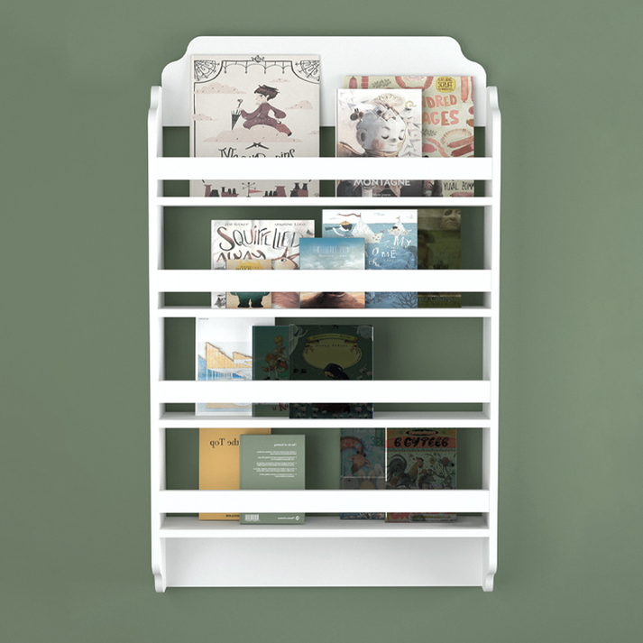 Επιτοίχια βιβλιοθήκη - ραφιέρα Montessori χρώμα λευκό 80x15x132εκ.