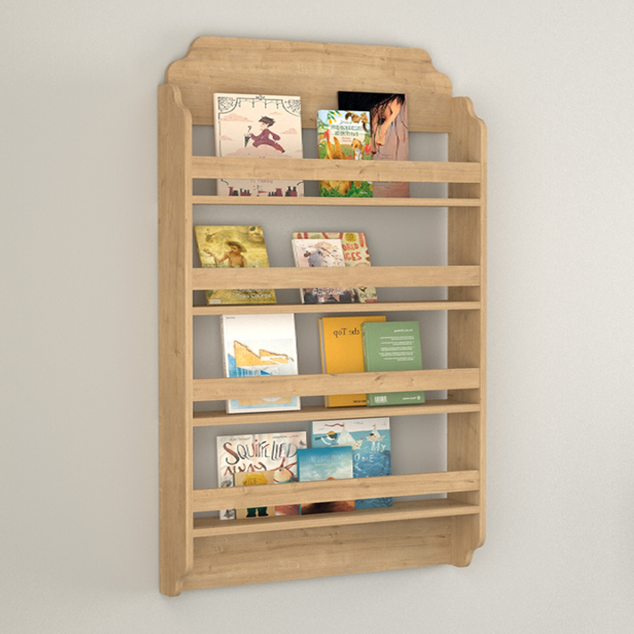 Επιτοίχια βιβλιοθήκη - ραφιέρα Montessori χρώμα sapphire oak 80x15x132εκ.