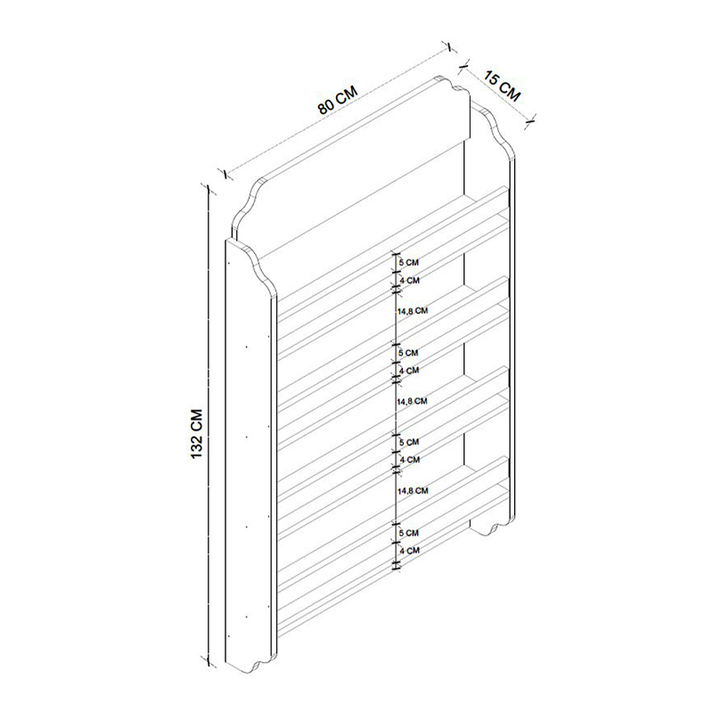 Επιτοίχια βιβλιοθήκη - ραφιέρα Montessori χρώμα sapphire oak 80x15x132εκ.
