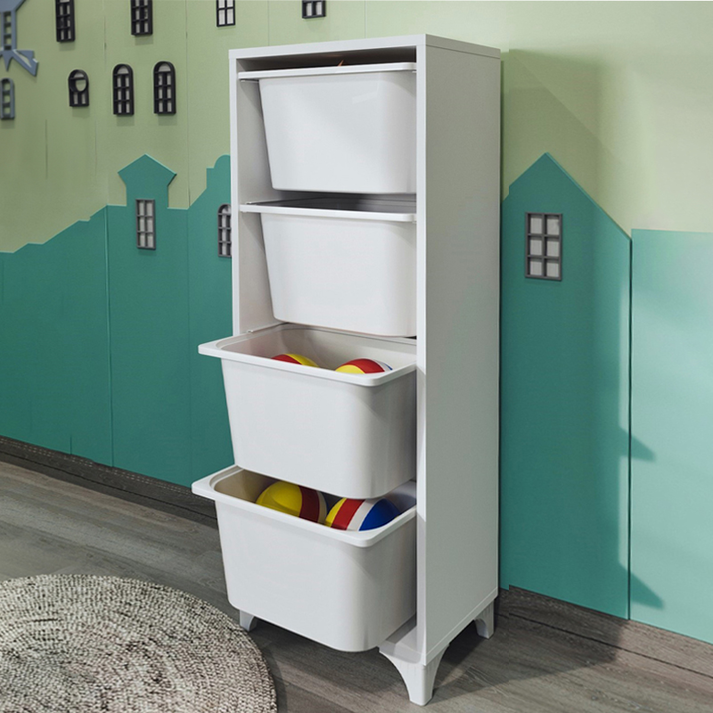 Συρταριέρα κουζίνας - μπάνιου Kayra με 4 συρτάρια χρώμα λευκό 45,3x29,7x116,3εκ.