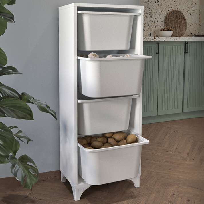 Συρταριέρα κουζίνας - μπάνιου Kayra με 4 συρτάρια χρώμα λευκό 45,3x29,7x116,3εκ.