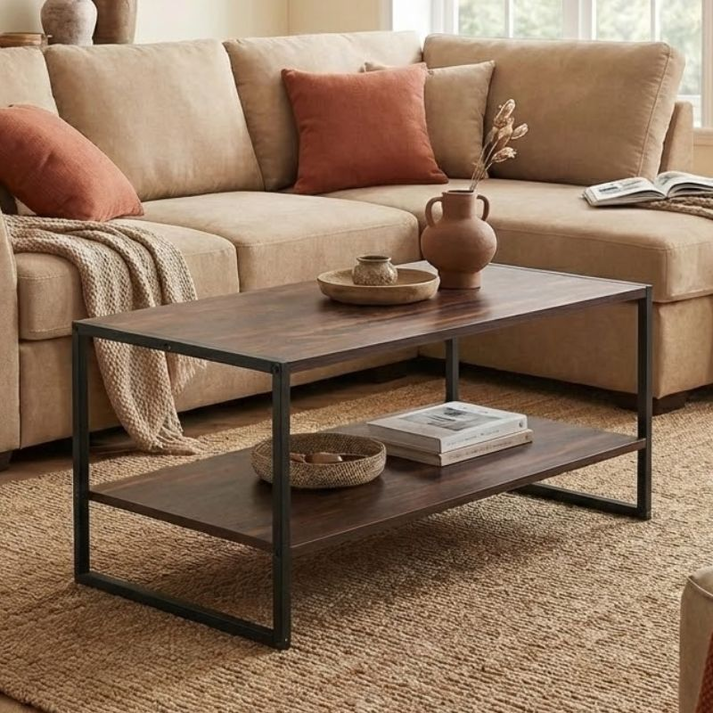 Τραπεζάκι σαλονιού Giza χρώμα rustic καρυδί 90,2x50,3x50,4εκ.