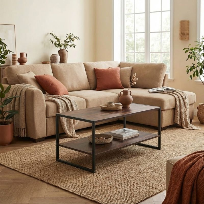 Τραπεζάκι σαλονιού Giza χρώμα rustic καρυδί 90,2x50,3x50,4εκ.