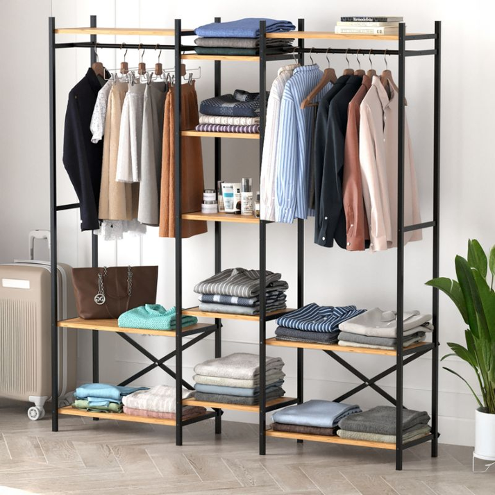 Ντουλάπα ρούχων ανοιχτή - Έπιπλο εισόδου Openix χρώμα pine oak 171,7x34,2x180,7εκ.