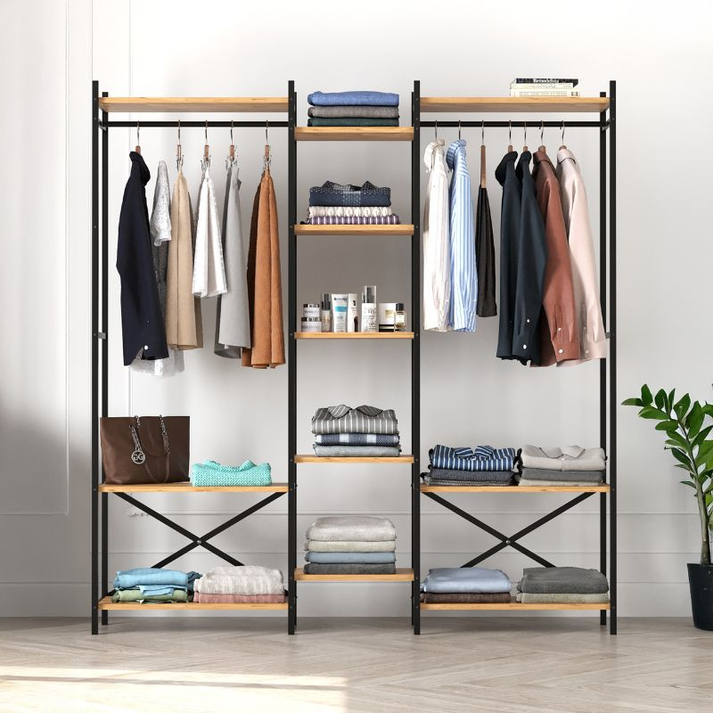 Ντουλάπα ρούχων ανοιχτή - Έπιπλο εισόδου Openix χρώμα pine oak 171,7x34,2x180,7εκ.