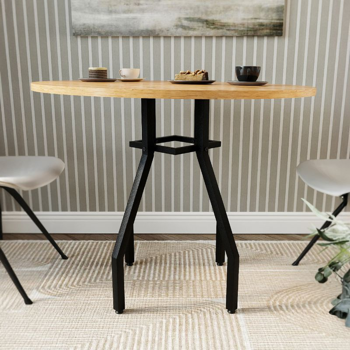 Τραπέζι Roma χρώμα pine oak Ø80x75εκ.