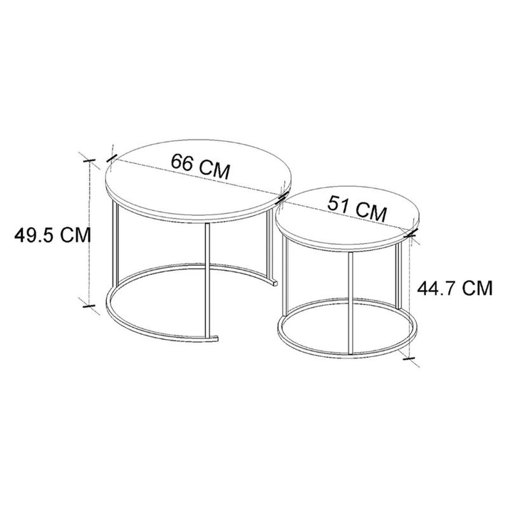 Τραπεζάκι σαλονιού σετ 2 τμχ Hilal χρώμα pine oak Ø66x49,5εκ.