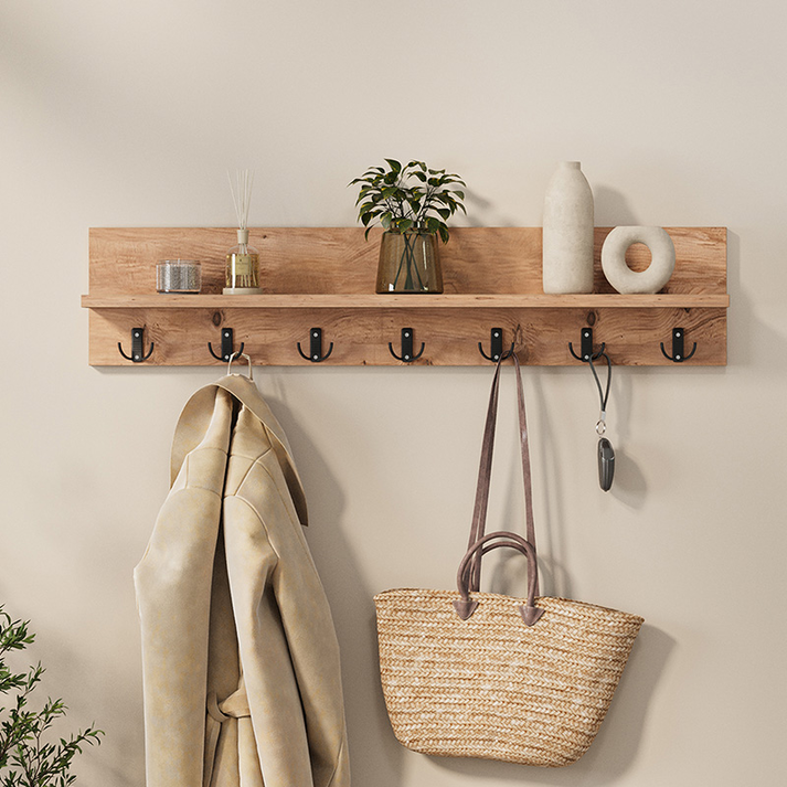Κρεμάστρα τοίχου Kery χρώμα pine oak 91x11x20εκ.