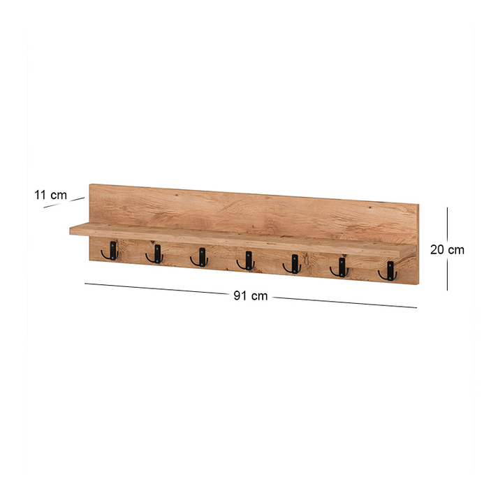 Κρεμάστρα τοίχου Kery χρώμα pine oak 91x11x20εκ.