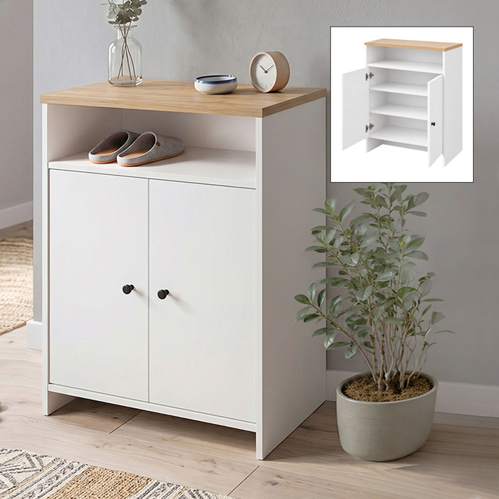 Παπουτσοθήκη - Ντουλάπι Efsun χρώμα λευκό - sapphire oak 62x35x86εκ.