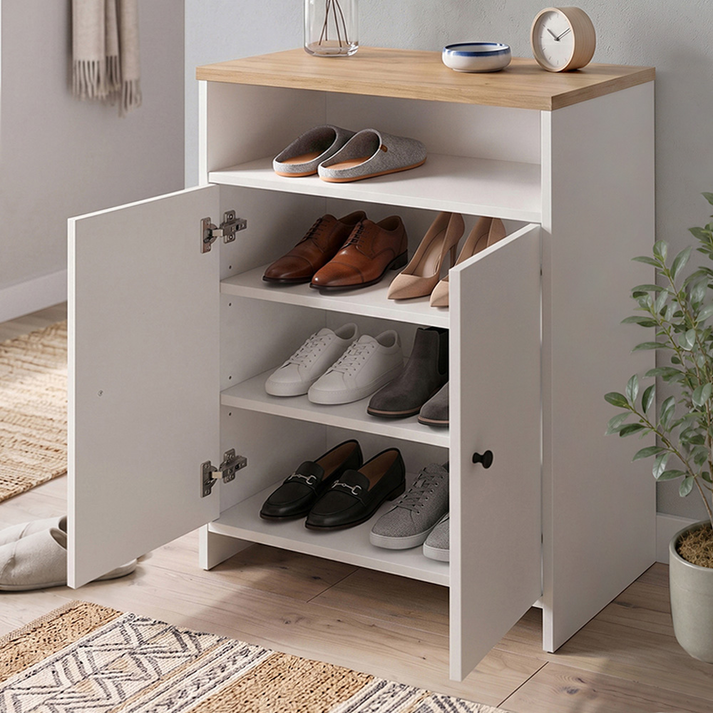 Παπουτσοθήκη - Ντουλάπι Efsun χρώμα λευκό - sapphire oak 62x35x86εκ.