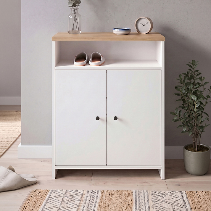 Παπουτσοθήκη - Ντουλάπι Efsun χρώμα λευκό - sapphire oak 62x35x86εκ.