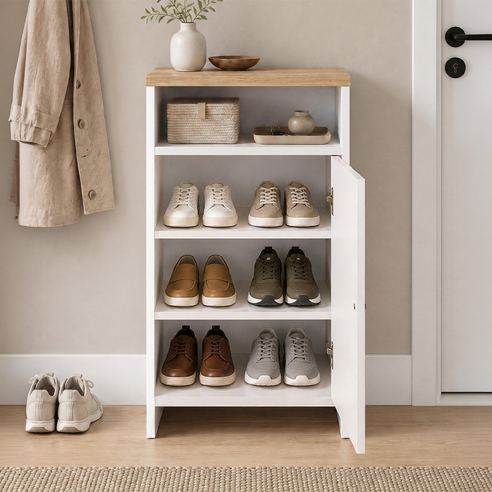 Παπουτσοθήκη - Ντουλάπι Talsa χρώμα λευκό - sapphire oak 50x35,3x86εκ.