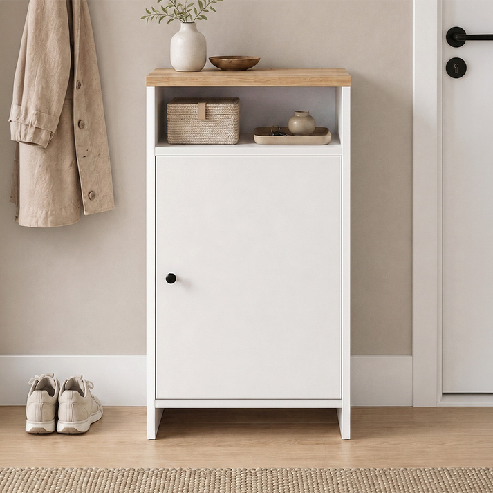 Παπουτσοθήκη - Ντουλάπι Talsa χρώμα λευκό - sapphire oak 50x35,3x86εκ.