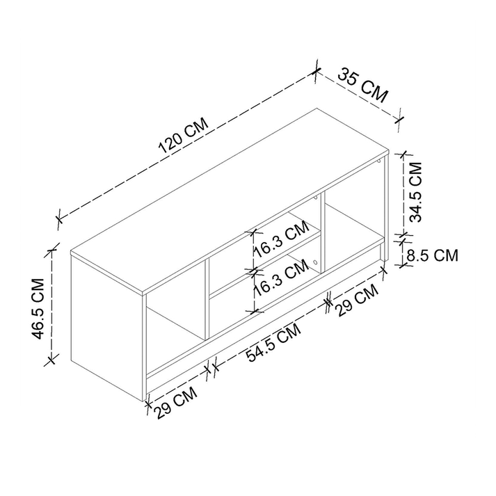 Έπιπλο τηλεόρασης Bahama χρώμα λευκό - sapphire oak 120x35x46,5εκ.