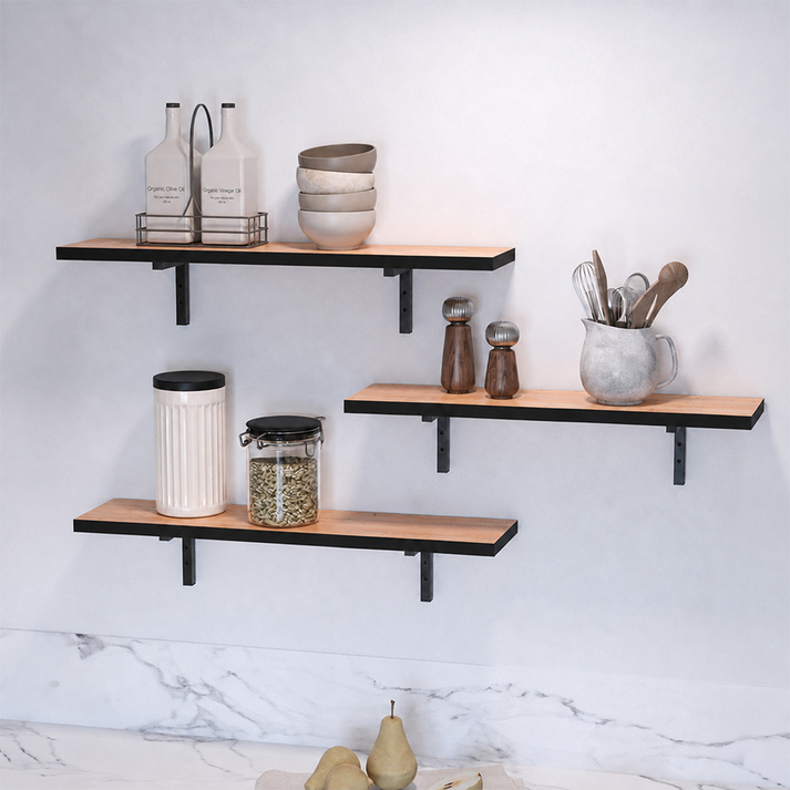 Ραφιέρα τοίχου Versa 3 τεμαχίων χρώμα pine oak 80x19x17εκ.