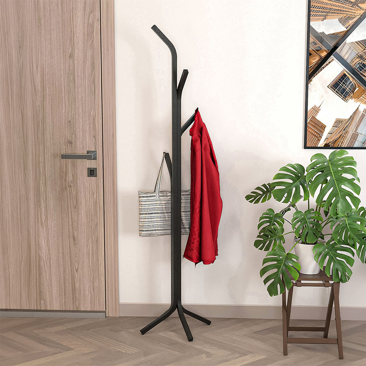 Triad metal coat stand, black, 37.5 x 37.5 x 146.8 cm
