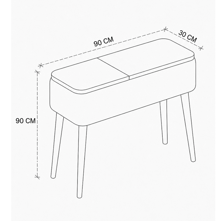 Luno console teddy fabric white - pine oak 90x30x90 cm