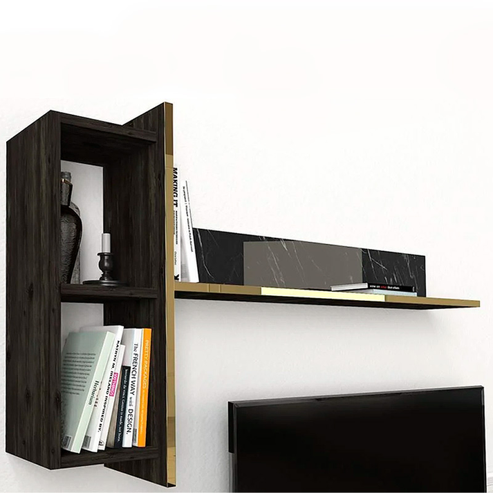 Σύνθεση τηλεόρασης Veyron χρώμα μαύρο rebab - μαύρο εφέ μαρμάρου 180x33x45εκ.