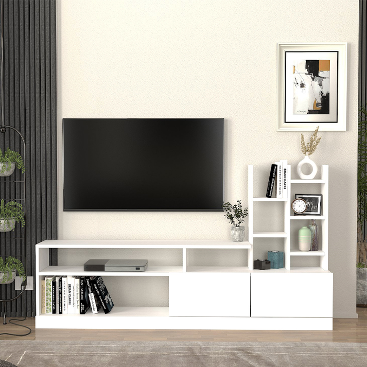 Σύνθεση τηλεόρασης Pesaro χρώμα λευκό 165x25x91,3εκ.