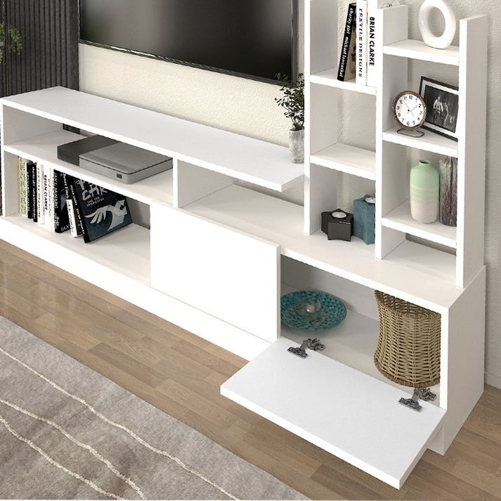 Σύνθεση τηλεόρασης Pesaro χρώμα λευκό 165x25x91,3εκ.