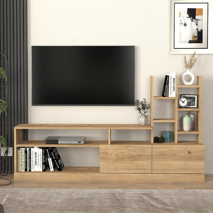 Σύνθεση τηλεόρασης Pesaro χρώμα sepet oak 165x25x91,3εκ.