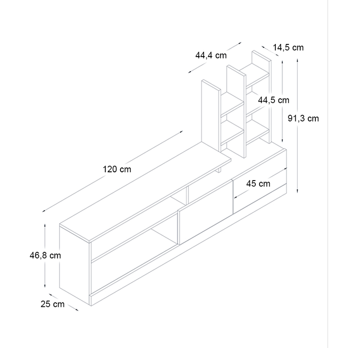 Σύνθεση τηλεόρασης Pesaro χρώμα sepet oak 165x25x91,3εκ.
