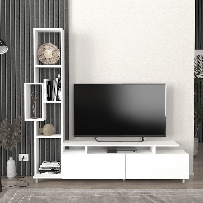 Σύνθεση τηλεόρασης Tulip χρώμα λευκό 160x29,5x160εκ.