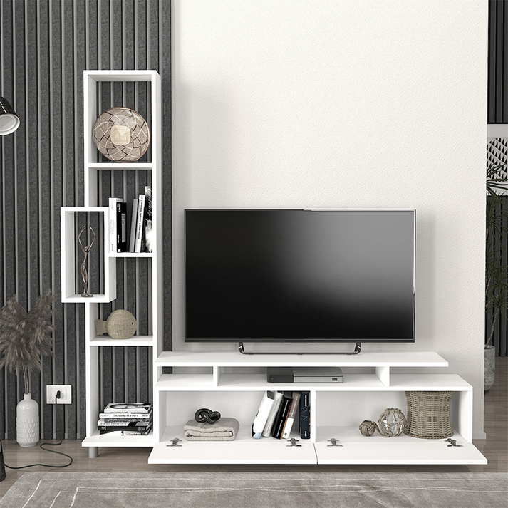 Σύνθεση τηλεόρασης Tulip χρώμα λευκό 160x29,5x160εκ.