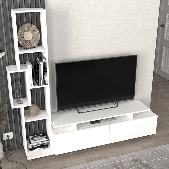 Σύνθεση τηλεόρασης Tulip χρώμα λευκό 160x29,5x160εκ.