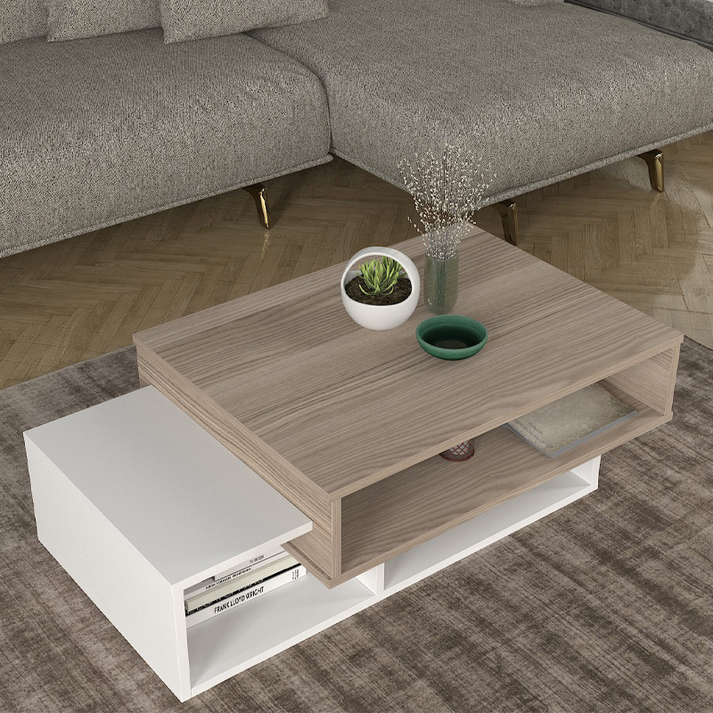 Τραπεζάκι σαλονιού Tab χρώμα λευκό - cordoba 105x60x32εκ.