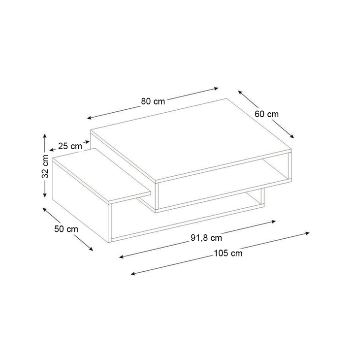 Τραπεζάκι σαλονιού Tab χρώμα λευκό - cordoba 105x60x32εκ.