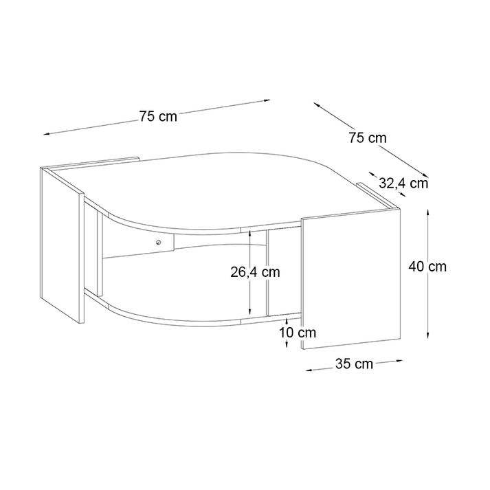 Τραπεζάκι σαλονιού Marbel χρώμα sapphire oak - λευκό εφέ μαρμάρου 75x75x40εκ.