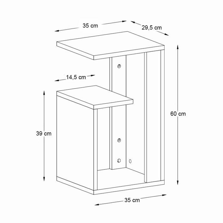 Τραπεζάκι βοηθητικό Rosana χρώμα λευκό 35x29,5x60εκ.