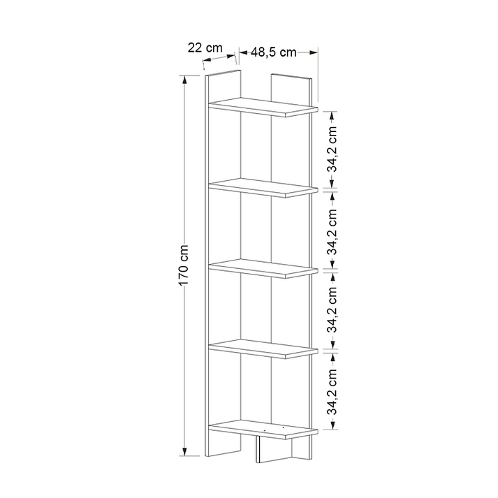 Βιβλιοθήκη Perla χρώμα sepet oak 48x22x170εκ.